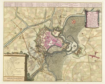 Kaart van het beleg van Menen, 1706 door Pieter van Call (II)