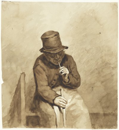 Zittende rokende man door Pieter van Loon