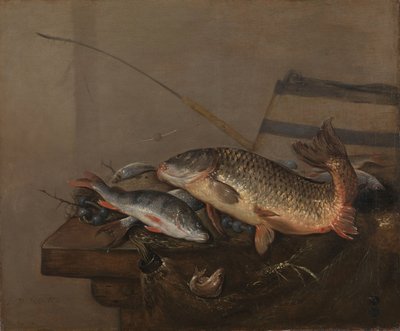 Stilleven met Vis door Pieter van Noort