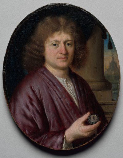Portret van een man met een horloge, ca. 1665-70 door Pieter van Slingelandt