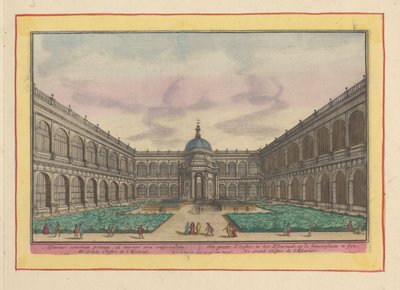 Gezicht op de binnenplaats van het grote klooster in het Escorial door Pieter van den Berge