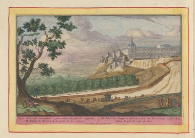 Gezicht op het Koninklijk Paleis te Madrid door Pieter van den Berge