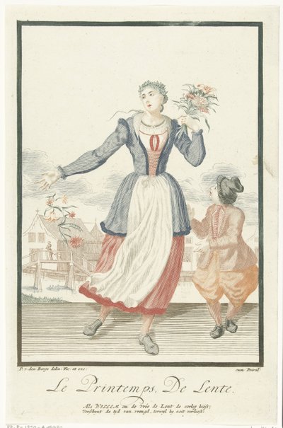 Jonge vrouw met een bos bloemen door Pieter van den Berge