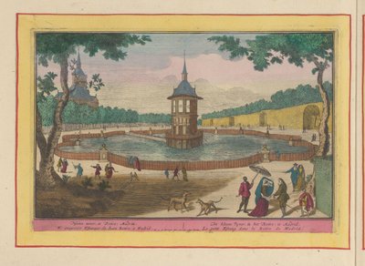Kleine vijver in de tuinen van het Palacio del Buen Retiro te Madrid door Pieter van den Berge