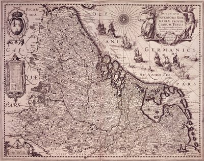 Kaart van de Provincie Verenigde Nederlanden door Pieter van den Keere