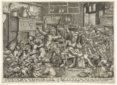 De schoenmaker en de spinster als schoolmeesters door Pieter van der Borcht (I)