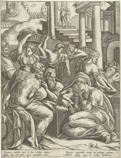 Aanbidding door de herders door Pieter van der Heyden