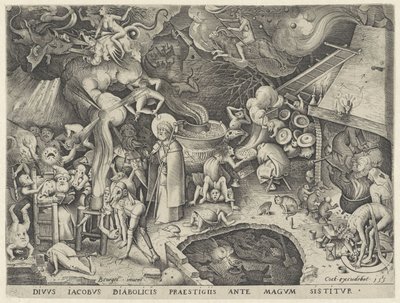 Jakobus de Meerdere ontmoet de magiër Hermogenes door Pieter van der Heyden