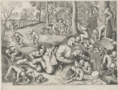 Marskramer door apen beroofd door Pieter van der Heyden