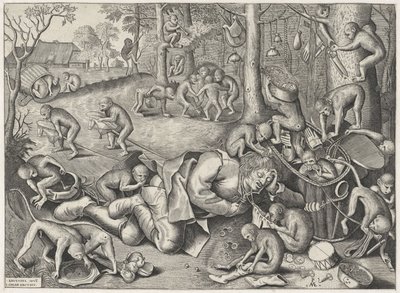 Marskramer door apen beroofd door Pieter van der Heyden