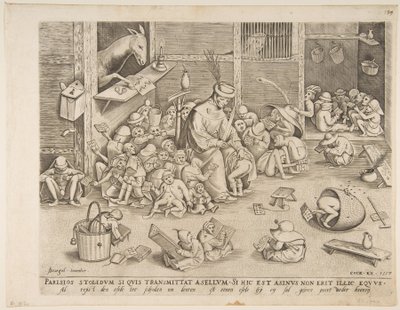 De ezel op school, 1557 door Pieter van der Heyden