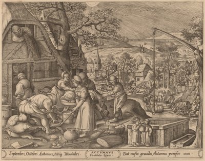 Herfst door Pieter van der Heyden after Hans Bol