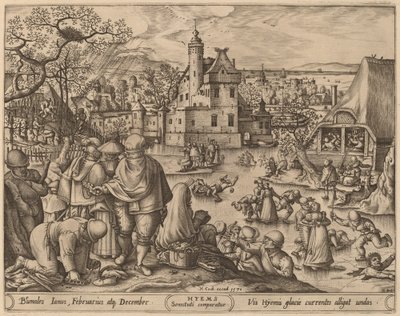 Winter door Pieter van der Heyden after Hans Bol