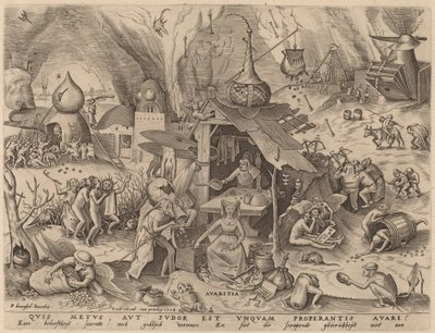 Gierigheid door Pieter van der Heyden after Pieter Bruegel the Elder
