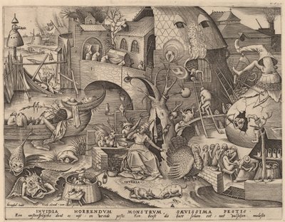 Afgunst door Pieter van der Heyden after Pieter Bruegel the Elder