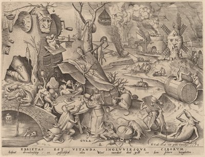 Gulzigheid door Pieter van der Heyden after Pieter Bruegel the Elder