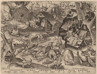 Luiheid door Pieter van der Heyden after Pieter Bruegel the Elder