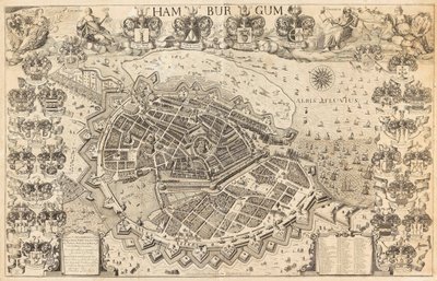 Kaart van Hamburg, 1644 door Pietersen