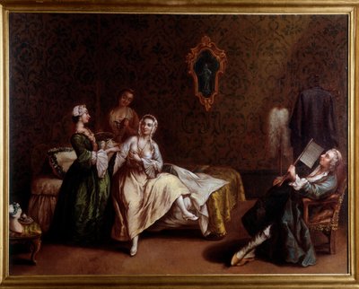 Het ontwaken van de dame door Pietro (after) Longhi