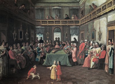 Concert in een privéhuis door Pietro (school of) Longhi