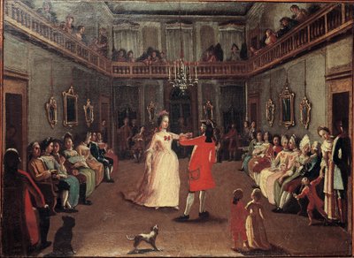 De opening van het bal door Pietro (school of) Longhi