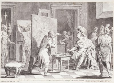 Alexander de Grote in het Atelier van Apelles door Pietro Antonio Novelli