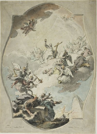 Geloof Overwint Ketterij (recto); Tracering na Geloof Overwint Ketterij (verso) door Pietro Antonio Novelli