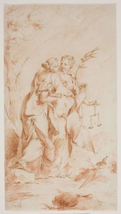 Vrede en Gerechtigheid omhelzen door Pietro Antonio Novelli