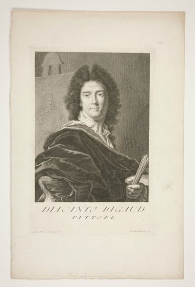 Portret van Hyacinthe Rigaud door Pietro Antonio Pazzi