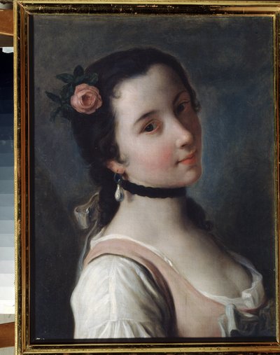 Een meisje met een roos door Pietro Antonio Rotari