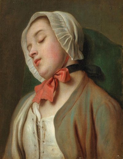 Slapende jonge vrouw door Pietro Antonio Rotari