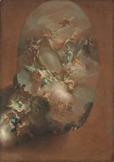 Studie voor "De apotheose van Ferdinand IV en Maria Carolina, koning en koningin van Napels" (schets voor het plafond van het Palazzo dei Regi Studi, Napels), c. 1781 door Pietro Bardellini