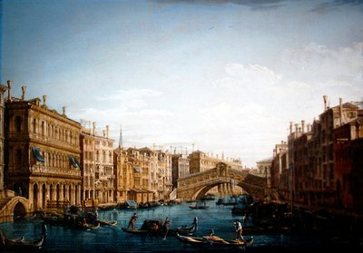 Het Grote Kanaal kijkend naar het Noorden richting de Rialtobrug door Pietro Bellotti