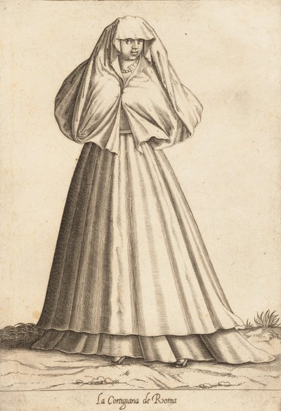 La Cortigiana de Roma Courtisane, ca. 1580 door Pietro Bertelli.