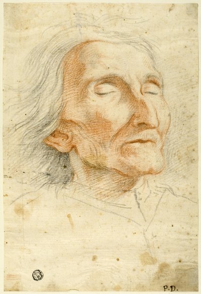 Gezicht van een oude man met gesloten ogen door Pietro Dandini