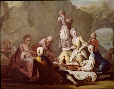 Banketscène in Posillipo, Napels (detail) door Pietro Fabris