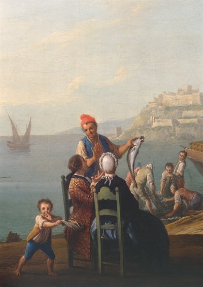 Visverkoper (detail) door Pietro Fabris