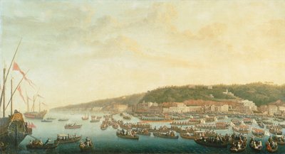 Processie van de Koninklijke Schepen bij Posillipo, Napels door Pietro Fabris