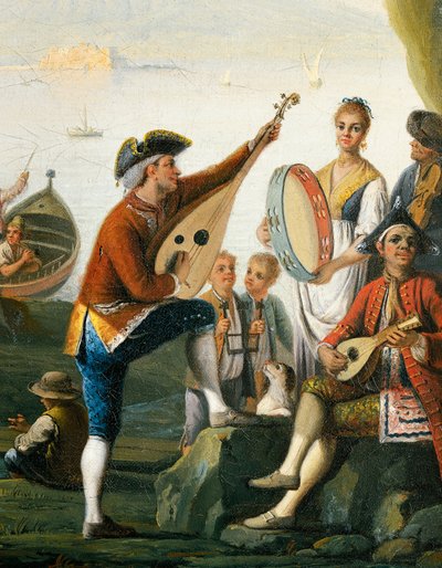 Scènes uit het dagelijks leven in een grot in Posillipo, door Pietro Fabris (detail) door Pietro Fabris