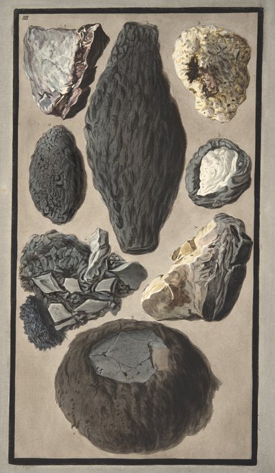 Specimens van vulkanisch materiaal, uit 