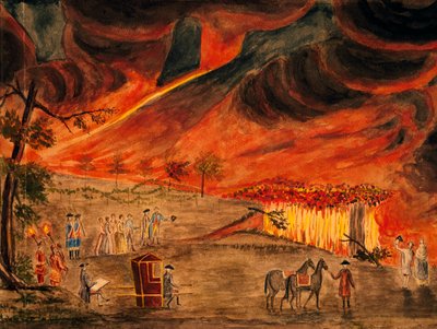 De Siciliaanse Royals bezoeken Vesuvius tijdens uitbarsting van 11 mei 1771, door Pietro Fabris door Pietro Fabris