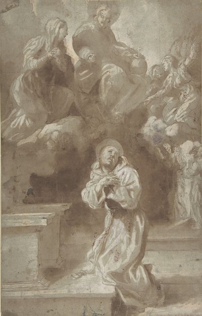 Christus en de Maagd verschijnen aan Sint Franciscus door Pietro Faccini