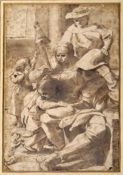 Familiegroep in een interieur door Pietro Faccini