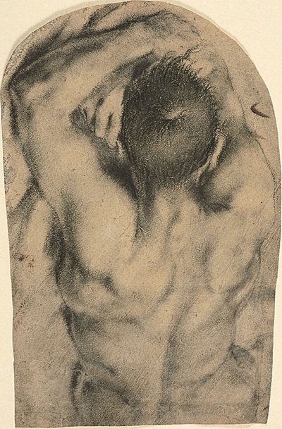Half-Lengte Liggende Mannelijke Naakt Gezien van Achteren, c.1590 door Pietro Faccini