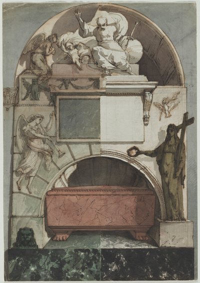 Ontwerp voor een Fresco van een Graf van een Kunstenaar in de Certosa van Bologna (recto) door Pietro Fancelli