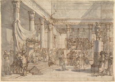 Timotheus Speelt de Lier voor Alexander en Thaïs in de Hal van het Paleis van Persepolis door Pietro Fancelli