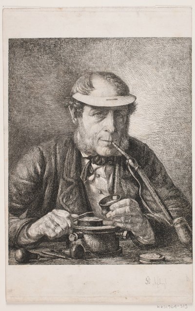 Portret van de vader van de kunstenaar, medailleur F.C. Krohn door Pietro Købke Krohn