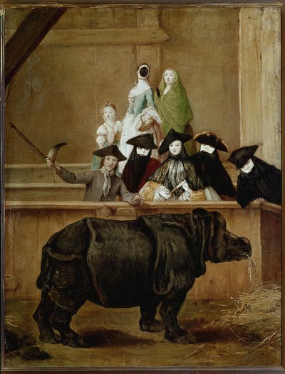 Tentoonstelling van Clara, Indische neushoorn door Pietro Longhi