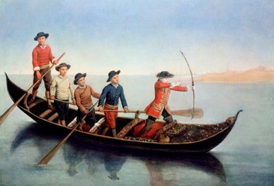 Jagen op wilde eenden met bogen en pijlen door Pietro Longhi