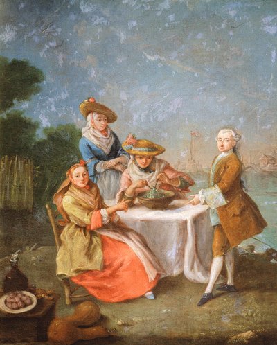 In tuinen van de riviermonding door Pietro Longhi